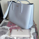 Kate Spade ♠️ Bleeker Large Light Blue Tote and Ribbon Wallet Set EUC