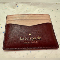 Kate Spade Staci Slim Card Holder Colorblock Maroon Plum and Pink Like New