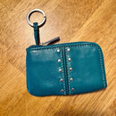 Michael Kors Astor Coin Purse Keychain with Studs in Turquoise NWT