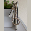 Coach, Mini Skinny ID Case, Crossgrain Leather, Chalk White, Gold Key Ring EUC
