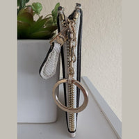 Coach, Mini Skinny ID Case, Crossgrain Leather, Chalk White, Gold Key Ring EUC