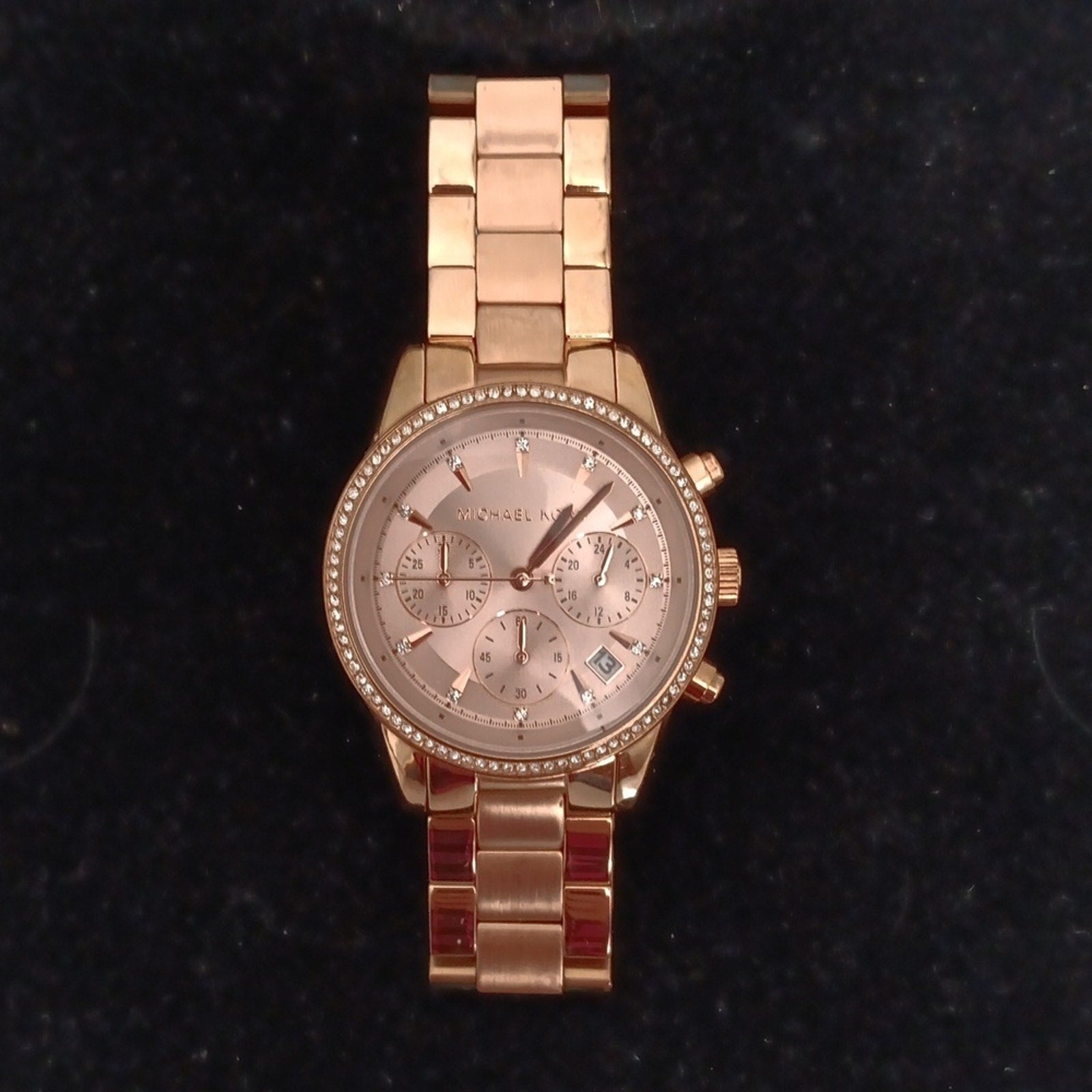 Michael Kors Rose Gold Stainless Steel & Pave Crystals Woman's Wrist Watch 🚨C/O
