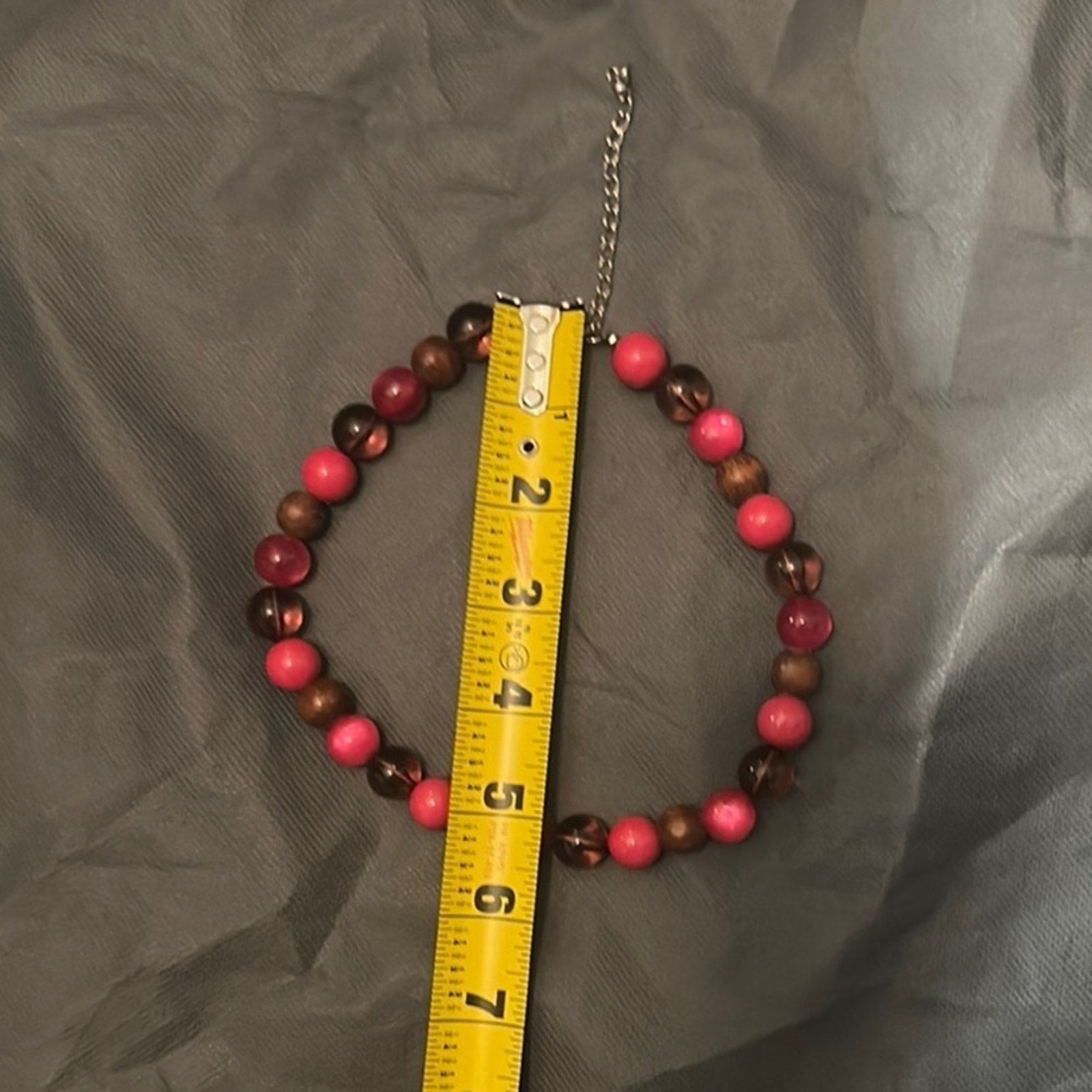 Colorful Pink, Red, & Brown Beaded Bracelet