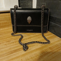 Kurt Geiger LIKE NEW Black Shoreditch with Leopard Pony Hair Sides Purse