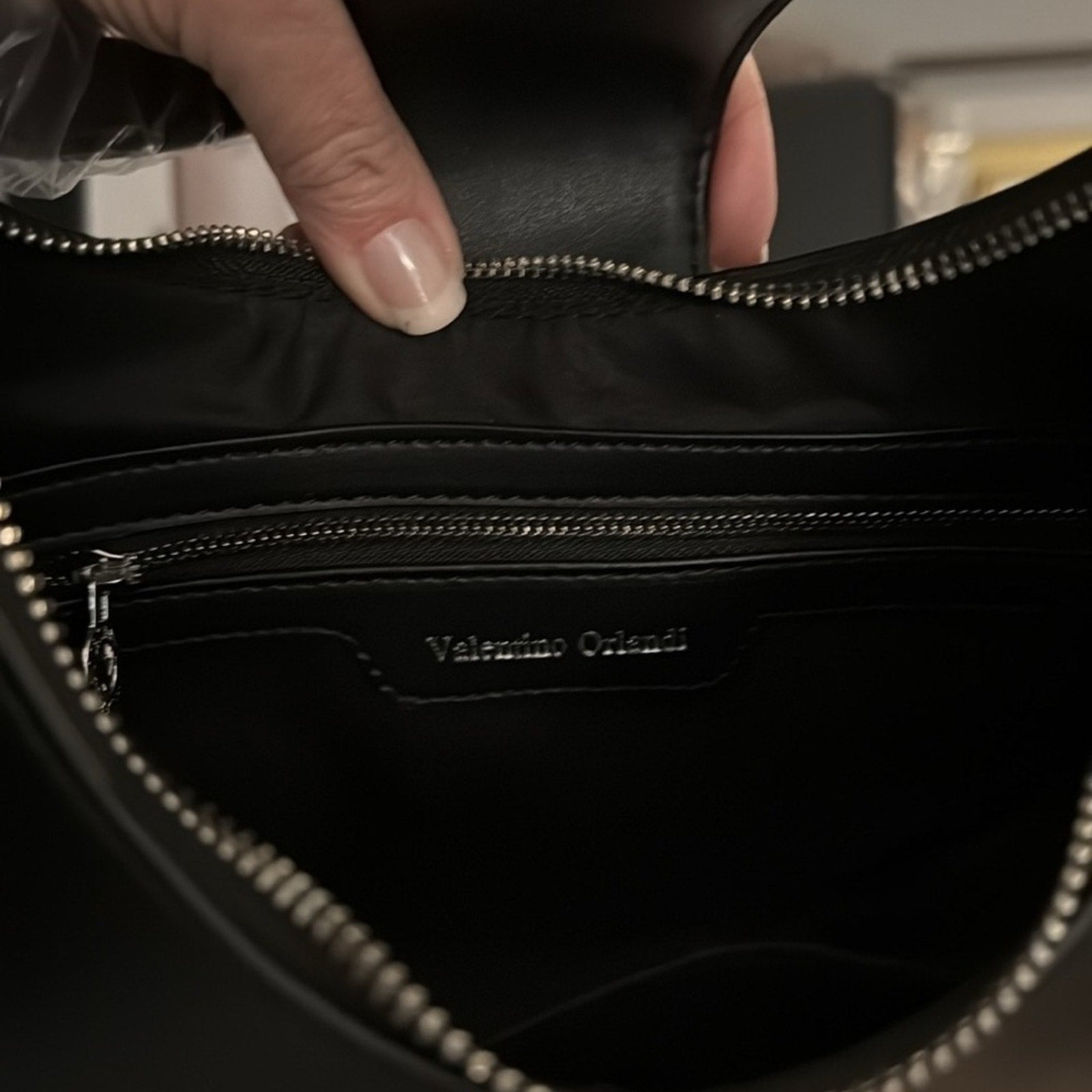 Valentino Orlandi Black Vegan Leather Shoulder Bag