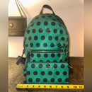 Kate Spade ♠️ Chelsea Green & Navy Blue Polka Dot Backpack & Matching Wallet