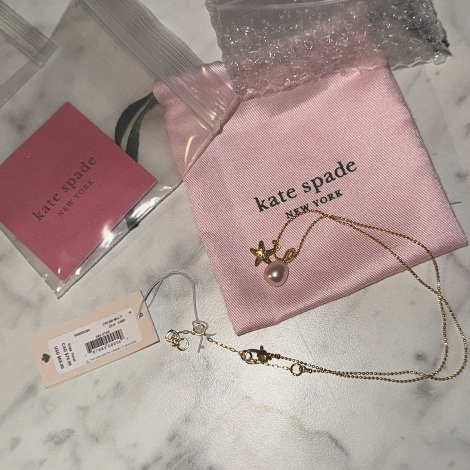 Kate Spade $68 Sea Star Starfish Necklace - NWT $68 With Dustbag!