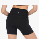 High-Waisted Black and Mauve Biker Shorts - Black/Iron Colors- 5”