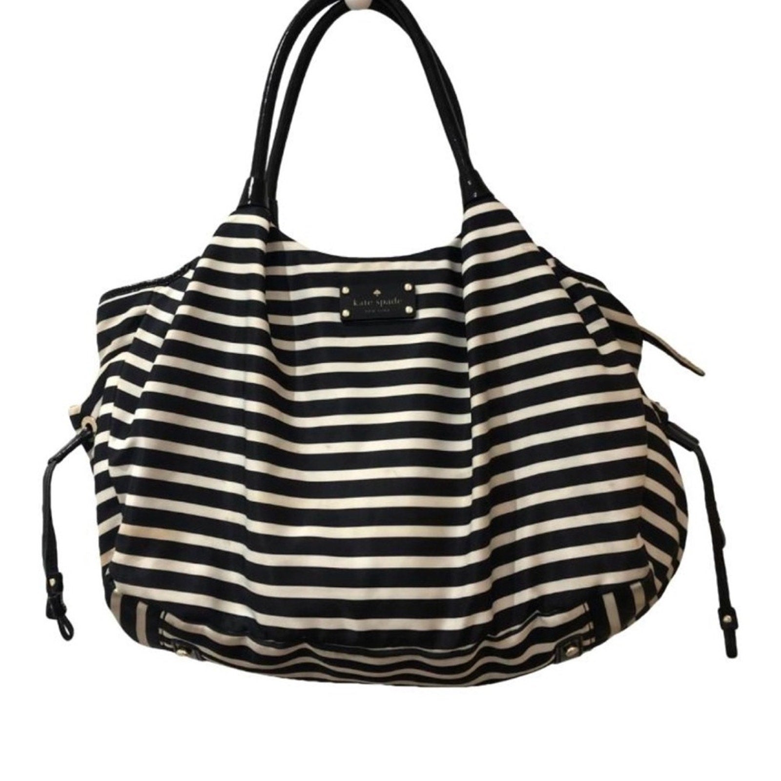 Kate Spade ♠️ Black and White Striped Diaper Bag with Changing Pad