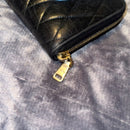 Miu Miu Black Quilted zip around Wallet with bow EUC