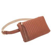 INC International Concepts Convertible Fanny Pack belt bag / Crossbody Purse - Cognac Brown Quilted (Various sizes)