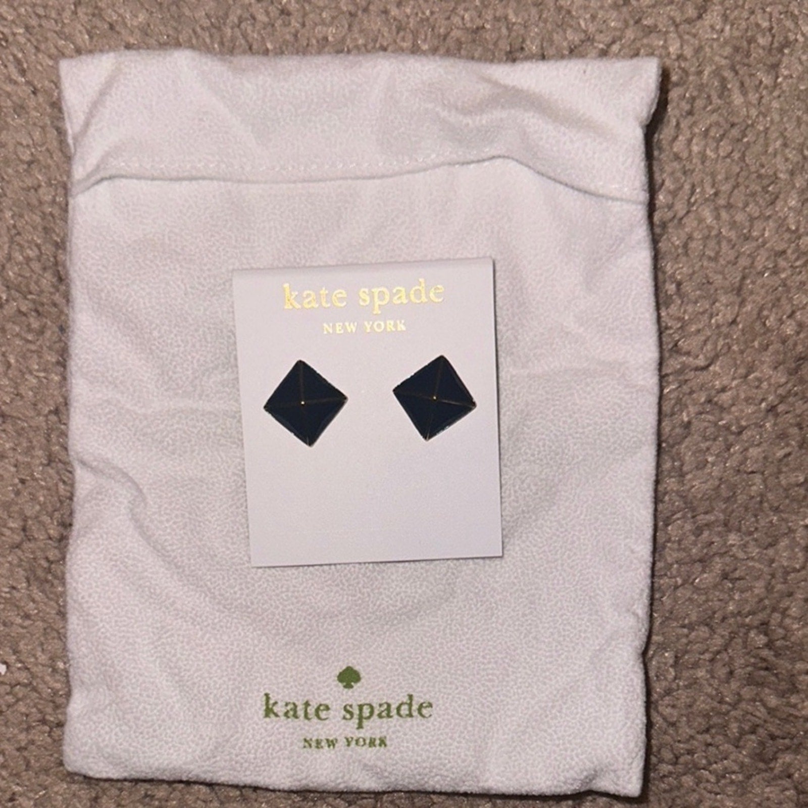 Kate Spade navy blue and 14k gold filled earrings