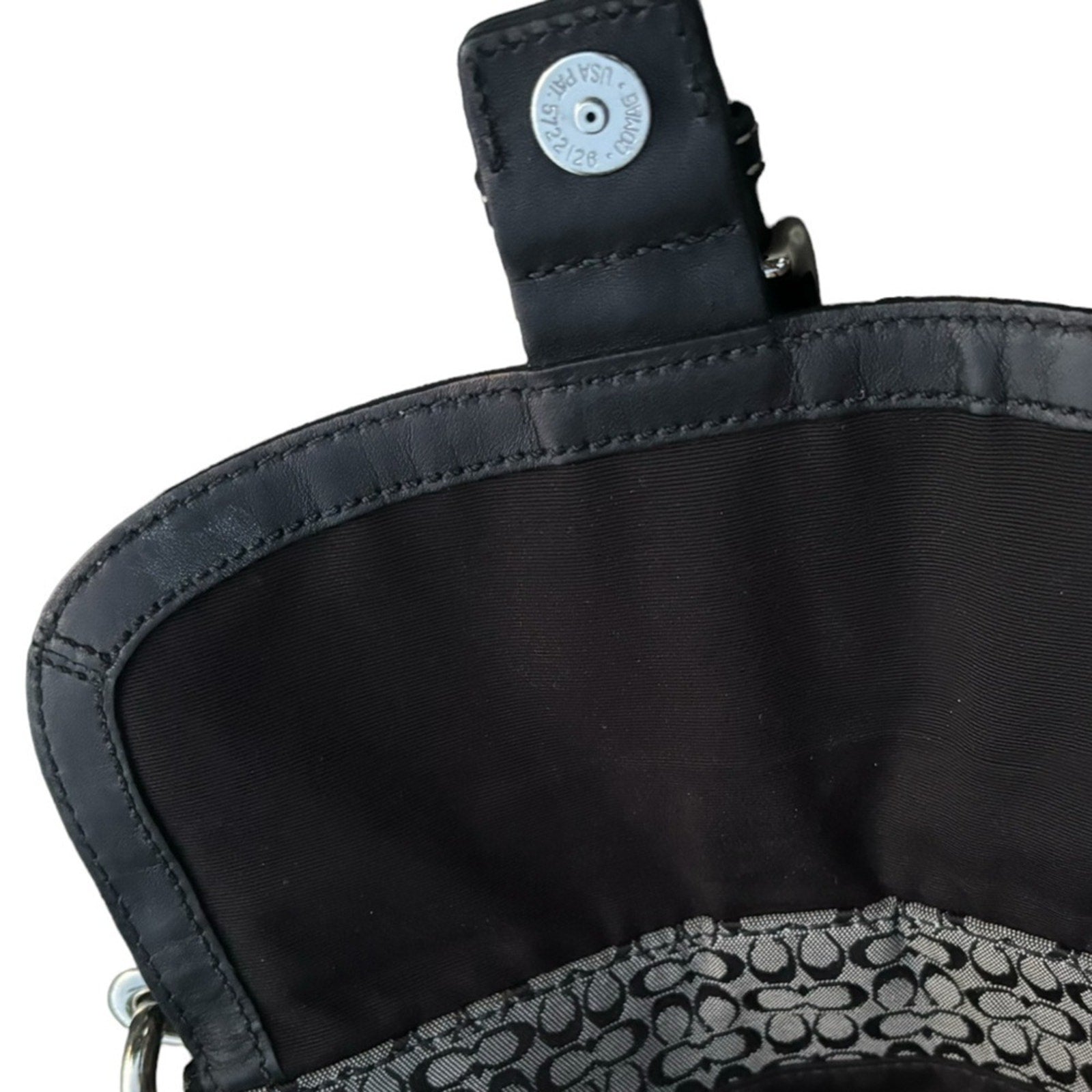 Coach Monogrammed Logo Buckle Small Crossbody Black/White/Silver Hardware