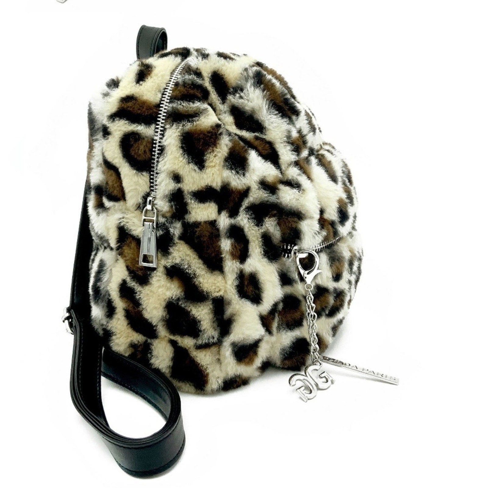 Gilda Paris Leopard Print Fur Backpack