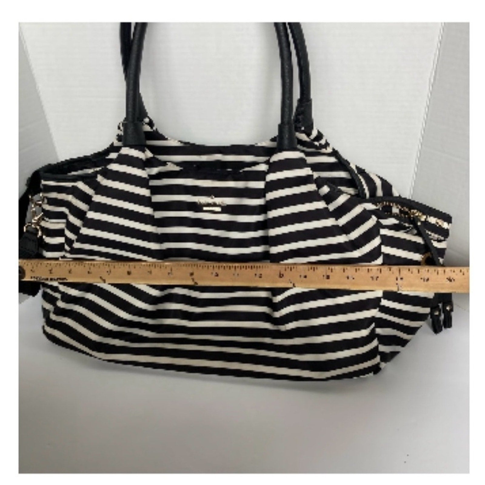 Kate Spade ♠️ Black and White Striped Diaper Bag with Changing Pad