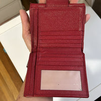 Bvlgari Red Textured Leather Compact Wallet with Silver hardware