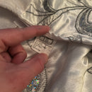 Faux Fur Trim Christmas Tree Skirt, White With Sequin Swirl Pattern - 1.2m NWOT