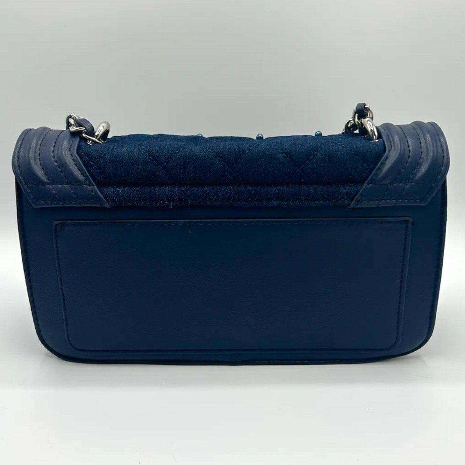 Navy Blue Denim Quilted Chain Bag NIP