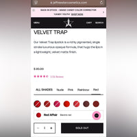 Jeffree Star Velvet Trap Lipstick 💄 (various shades - all sold out online)