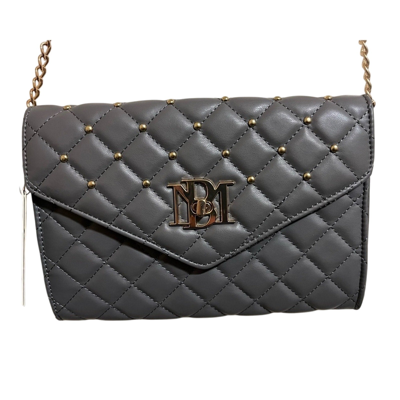 Badgley Mischka Crossbody Gray Gold Hardware