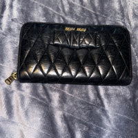Miu Miu Black Quilted zip around Wallet with bow EUC