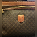 Celine Brown Clutch with Textured Fabric and Gold Zipper