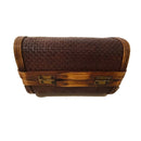 Vintage Brown Woven Purse Handbag Basket Wooden Box With Handle and Latch