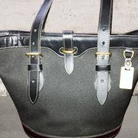 DOONEY & BOURKE Vintage Cabrino Black Fabric Tote Leather Trimmed RARE