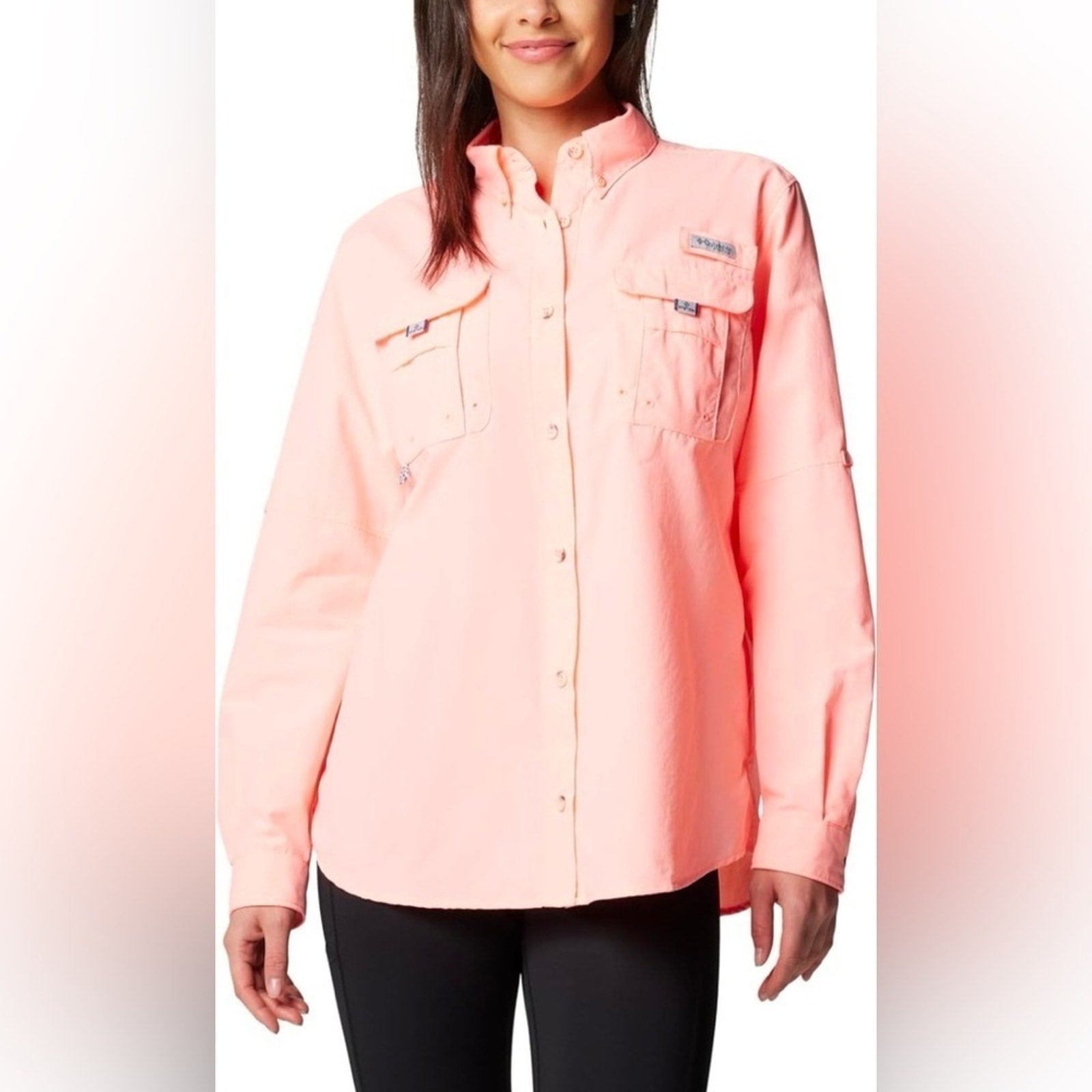 Columbia Women's Peach Button-Up Woman’s Bahamas PFG Button Down