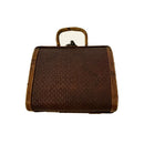 Vintage Brown Woven Purse Handbag Basket Wooden Box With Handle and Latch
