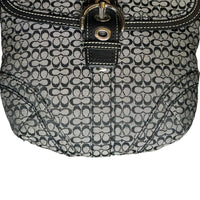 Coach Monogrammed Logo Buckle Small Crossbody Black/White/Silver Hardware