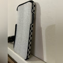 Checkerboard Logo Leather Wristlet Case For iPhone XR