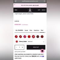 Jeffree Star Velvet Trap Lipstick 💄 (various shades - all sold out online)