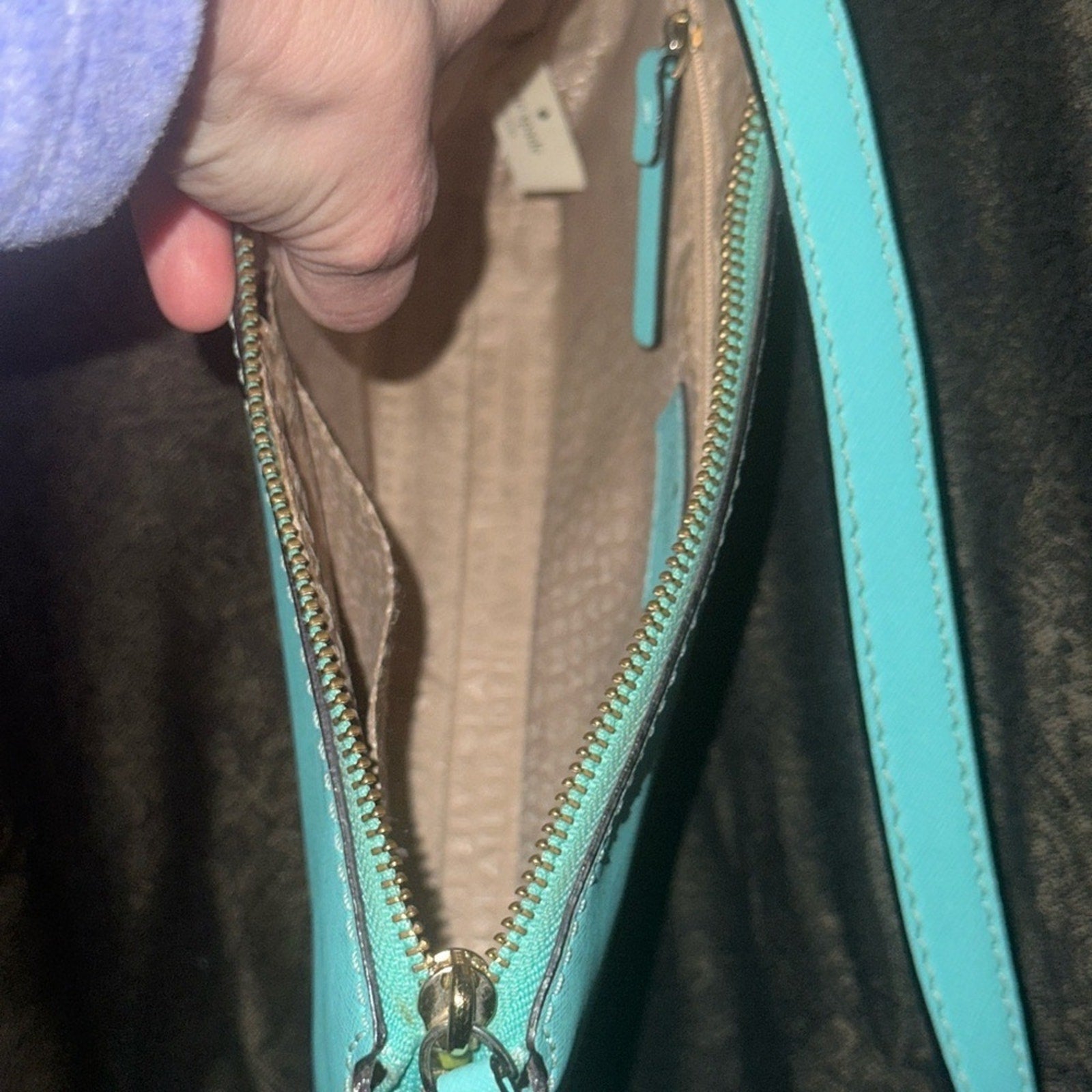 Kate Spade Blue Crossbody Bag with Structured Shape and Gold Accents-Harper NWOT