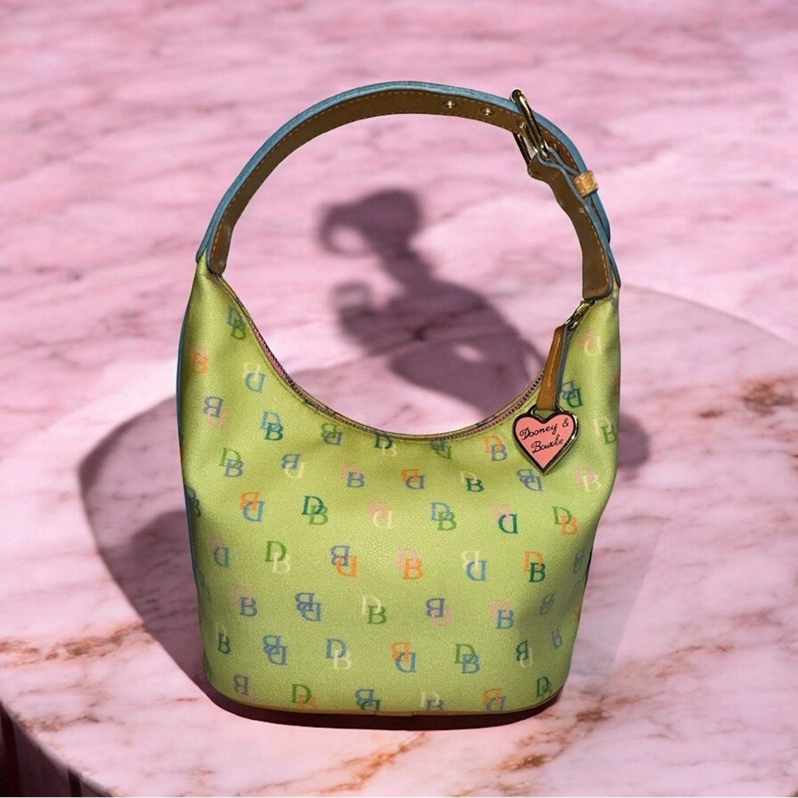 Dooney & Bourke Vintage Rainbow Monogram Logo Leather Shoulder Bag Handbag EVC