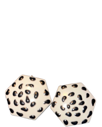 White earrings with black overlay