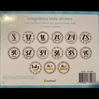 Pearhead Pregnancy Black and Gold Milestone Belly Stickers (15 included)