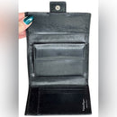 AUTH SALVATORE FERRAGAMO GANCINI LEATHER EMBOSSED LOGO COMPACT WALLET EUC