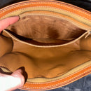 Celine Brown Clutch with Textured Fabric and Gold Zipper