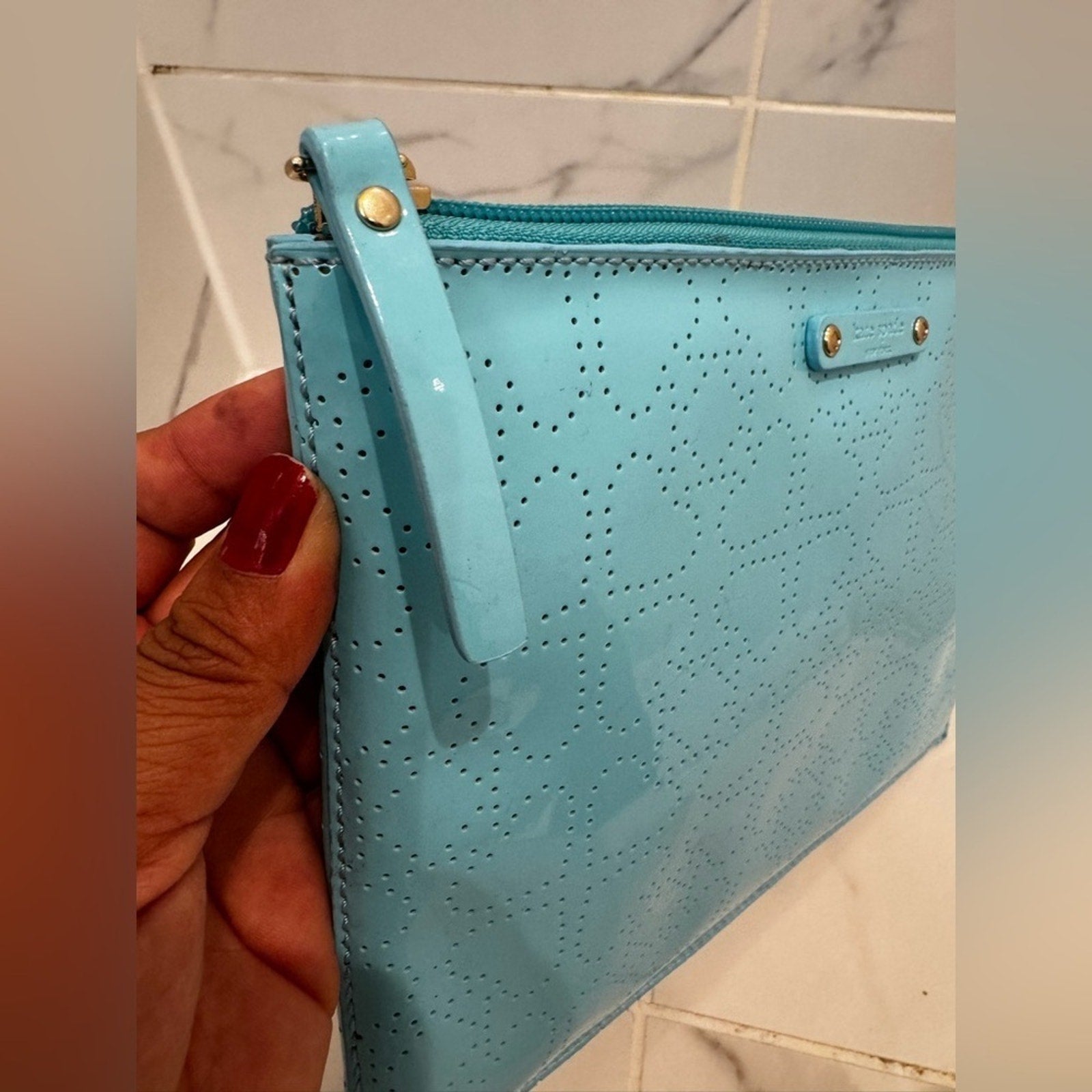 KATE SPADE HEART PRINT ZIPPER CLUTH WALLET