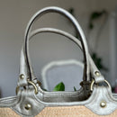 Coach Bleeker Natural Straw Metallic Bronze Floral Embroidered Logo Tote!