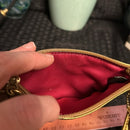 Coach Julia Spotlight Leather Wristlet Clutch Gold 46810B with pink lining VGUC