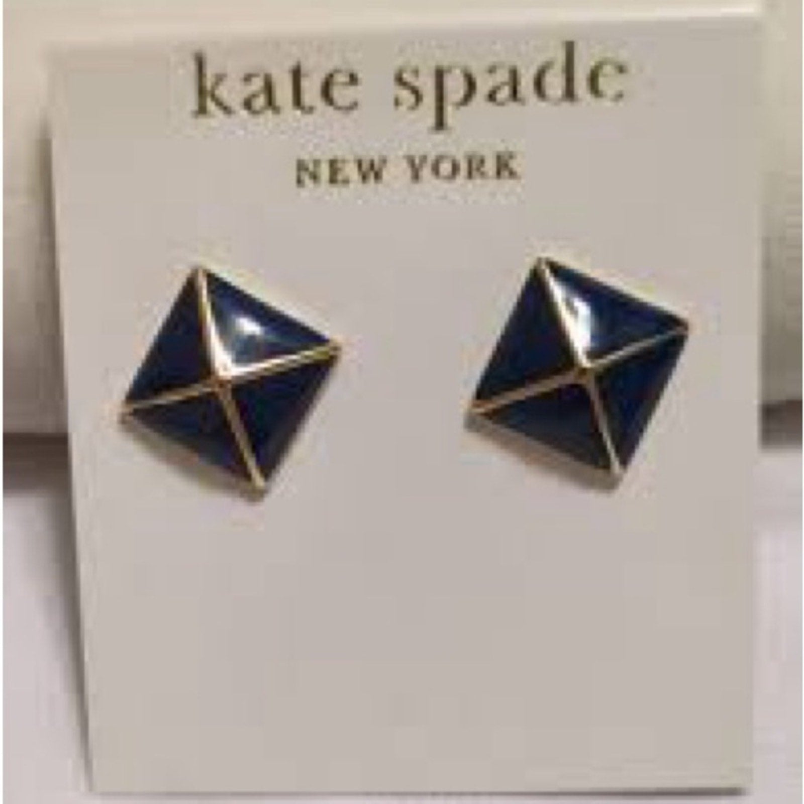 Kate Spade navy blue and 14k gold filled earrings
