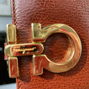 Salvatore Ferragamo tote bag leather Brown Gancini gold hardware shoulder