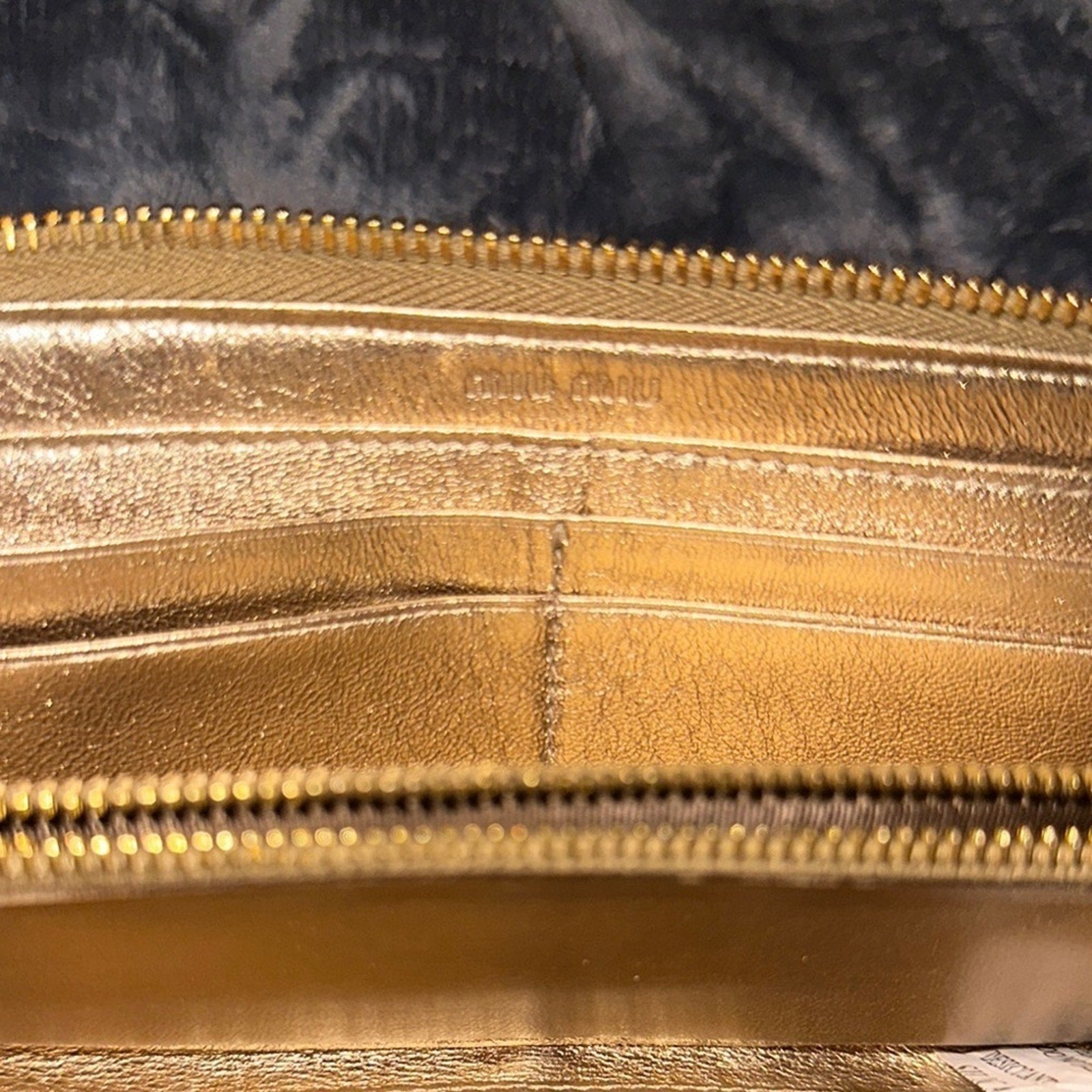 Miu Miu Metallic Gold Quilted Wallet