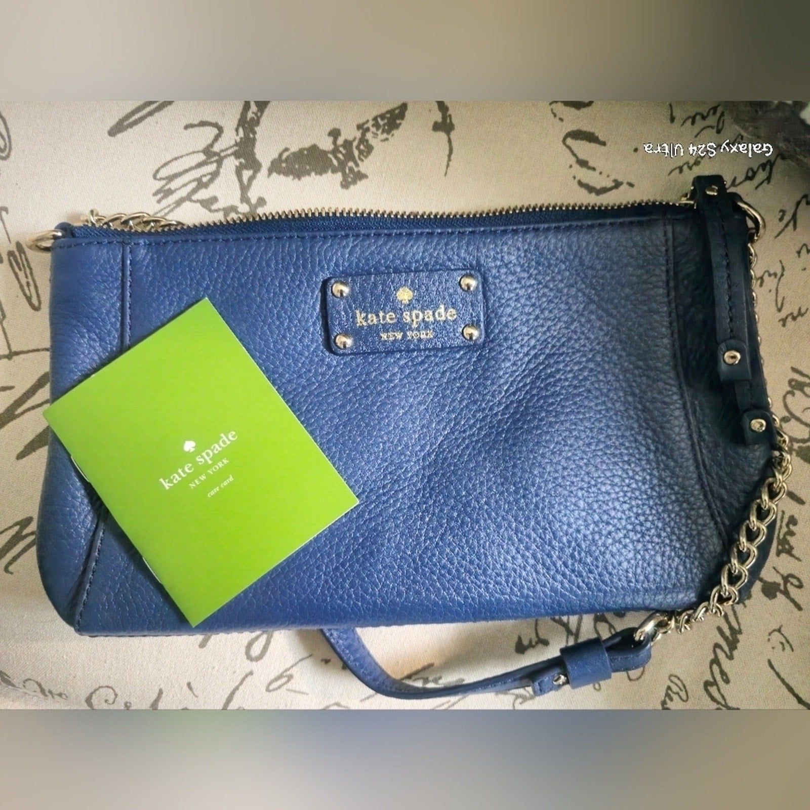 Kate Spade ♠️Wellesley Blue Byrd Leather Shoulder Bag Gold Chain NWOT
