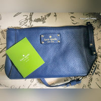 Kate Spade ♠️Wellesley Blue Byrd Leather Shoulder Bag Gold Chain NWOT