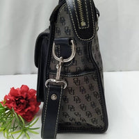 Vintage Dooney & Bourke Gray Canvas w/Black Leather trim