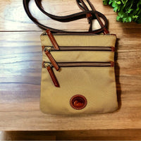 Dooney Bourke Nylon North South Triple Zip Crossbody Khaki Red Interior …