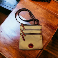 Dooney Bourke Nylon North South Triple Zip Crossbody Khaki Red Interior …